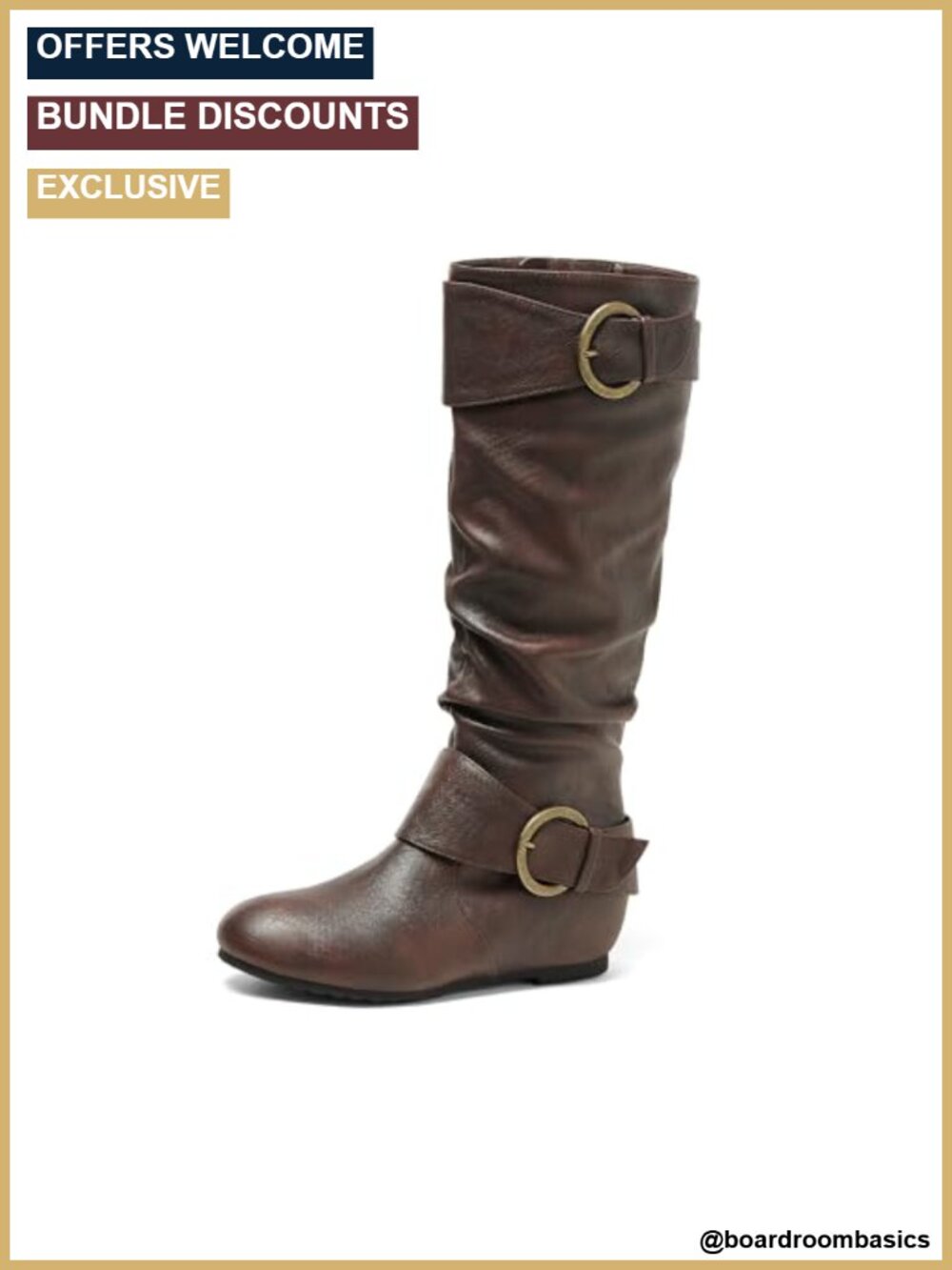 Women's Knee High Low Hidden Wedge Boots Faux Fur Lined Side Zip